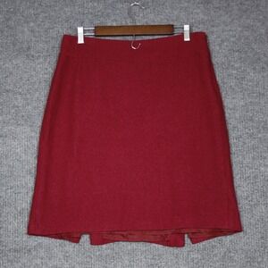 Banana Republic Wool Blend A Line Skirt Red Size 12 Knee Length Slit Detail